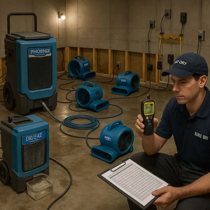 Structural Drying and Dehumidification process in Richland County, ND